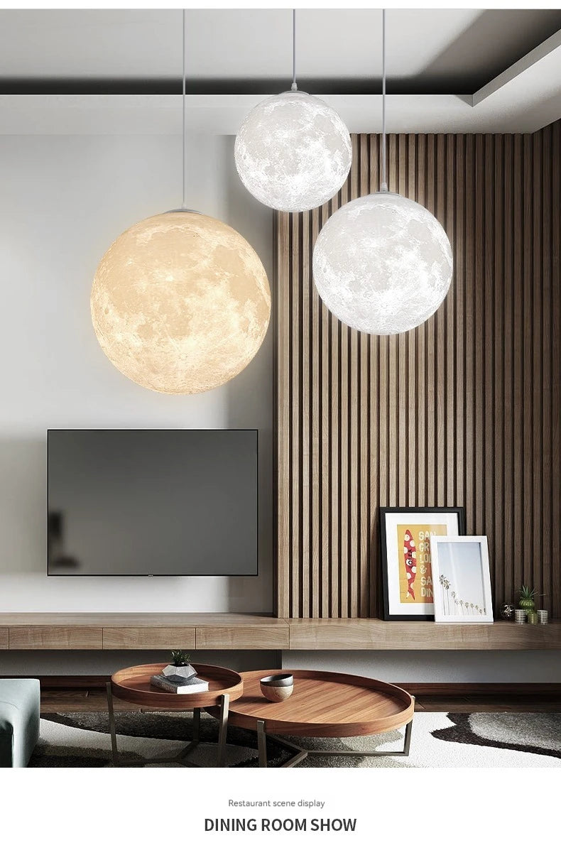 Full Moon Chandelier Pendant Light LED Lamp for Living Dining Room Bedroom Bar Table Lights Hanging Lighting Fixture