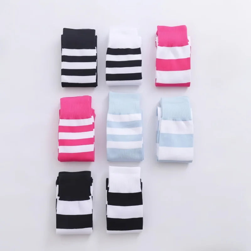 1/2 Pairs Women Over The Knee Socks Cotton Thigh High Socks Black White Blue Colorful Striped Pattern Fashion Casual Daily Wear