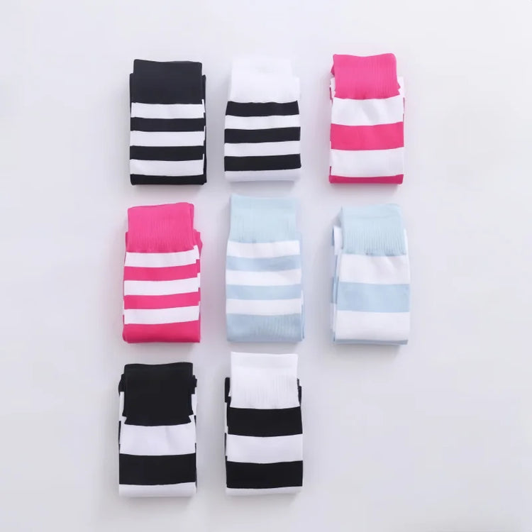 2 Pairs Women's Over The Knee Socks Cotton Thigh High Socks Black White Blue Colorful Striped Pattern Fashion Casual Daily Wear