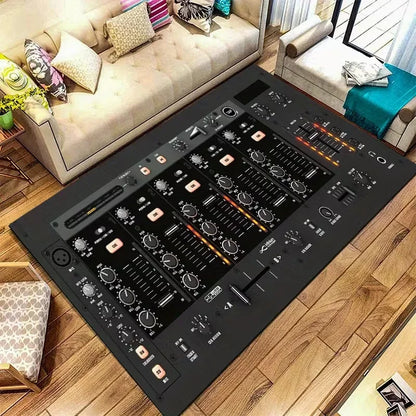 Professional Audio Mixer Rug Realistic 3D Music Studio Carpet with Knobs Sliders Buttons Perfect for Music Lovers Home Decor
