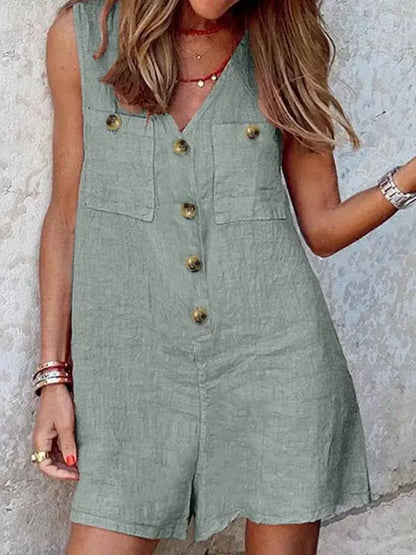 Stylish Women V Neck Sleeveless Rompers 2023 ZANZEA Summer Jumpsuits Short Playsuits Casual Solid Loose Beach Overalls Oversized