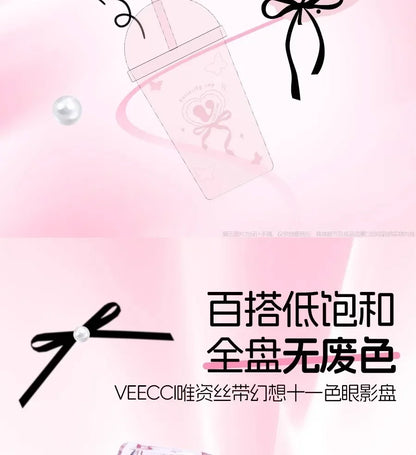 VEECCI Sweet Spicy Girl Ribbon Series Gift Box Makeup Kit Lipstick Eyeshadow Concealer Hair Rope Set Pink Delicate Cute Makeup