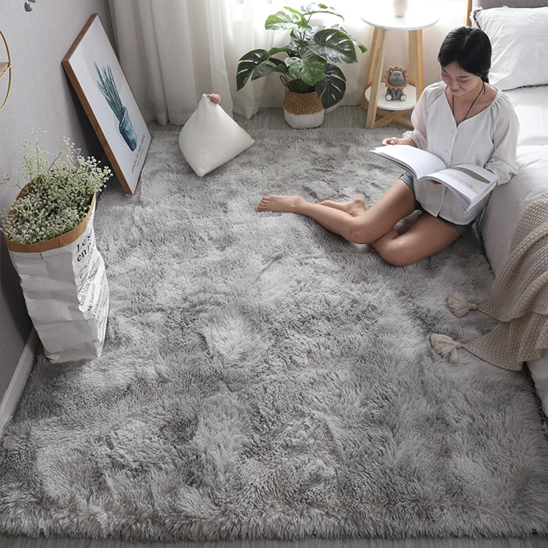 Gray Carpet for Living Room Plush Rug Bed Room Floor Fluffy Mats Anti-slip Home Decor Rugs Soft Velvet Carpets Kids Room Blanket