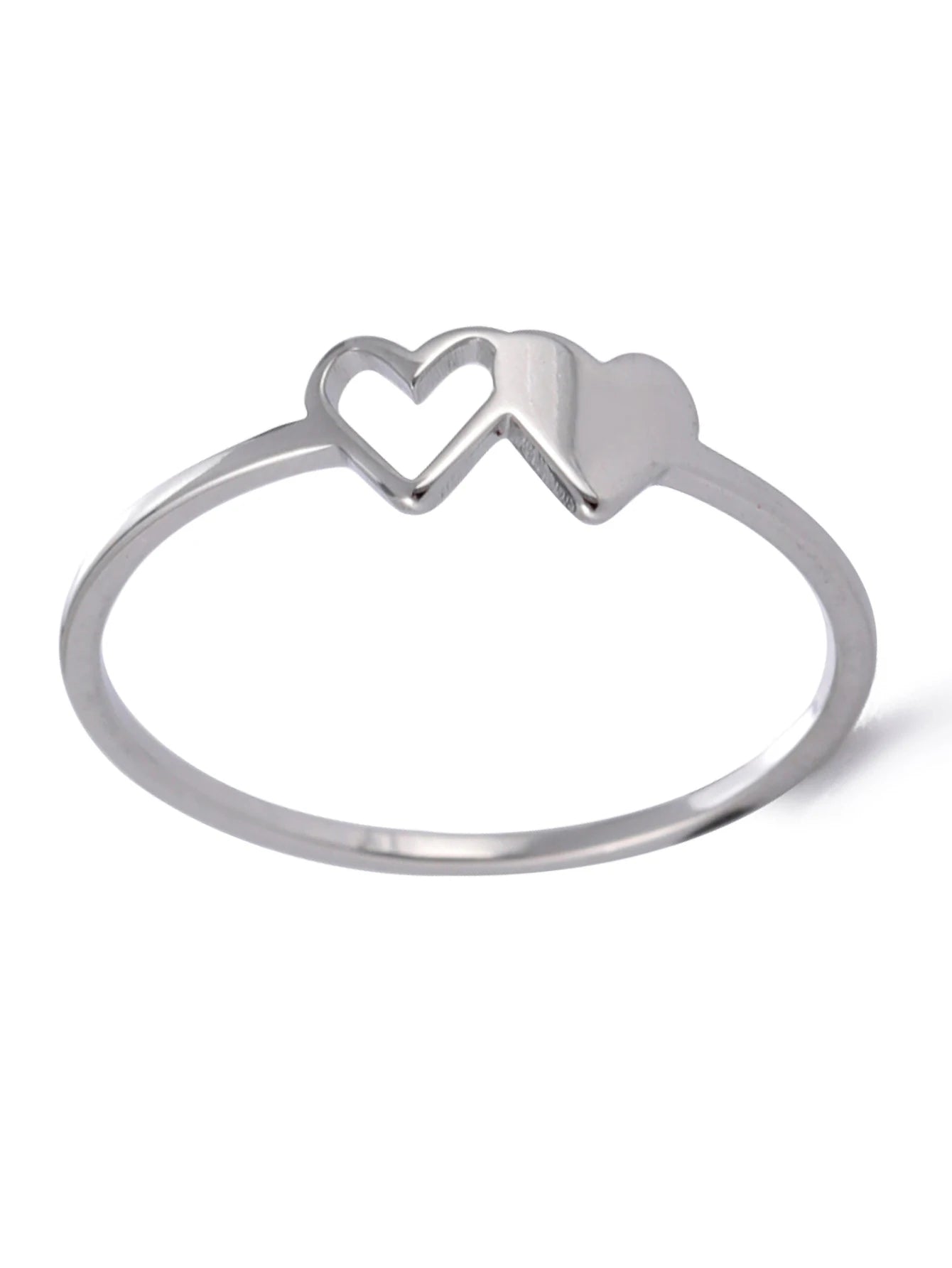 COOLTIME Initial Letter Ring for Women Stainless Steel A-Z Alphabet Double Heart Rings Simple Wedding Cheap Gift For Lover