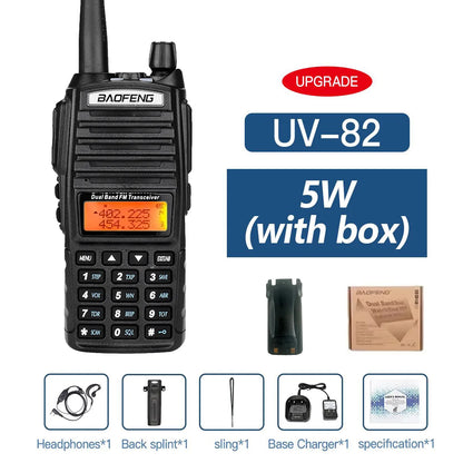 5W/8W High Power Baofeng UV-82 Unieke Dual PTT Walkie Talkie Uv82 Dual Band Vhf/Uhf FM 10Km Long Rang Two Way Ham CB Radio
