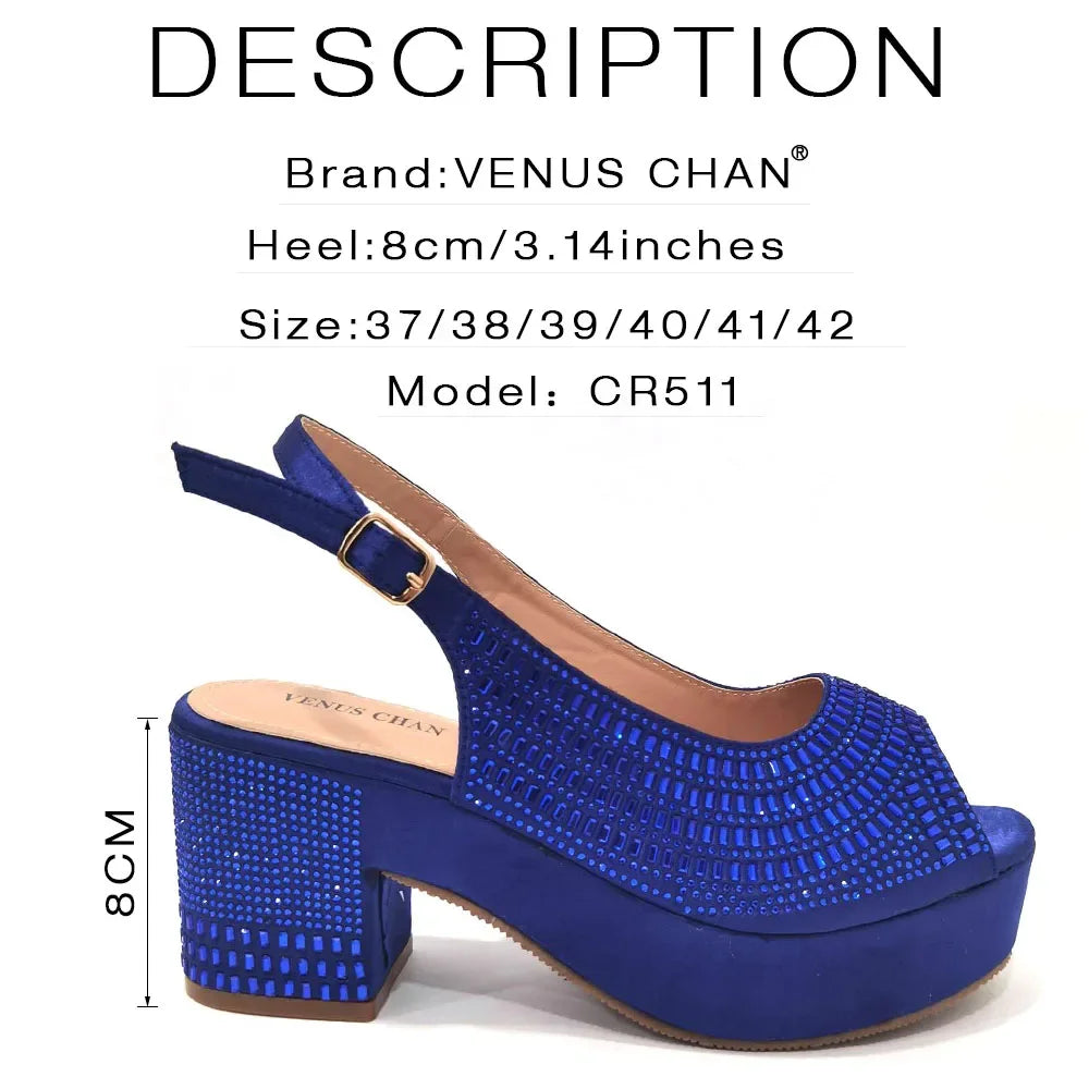 High Heels 2024 Women's Purple Luxury Designer Split Square Toe Rhinestone Wedding Shoes and Wedding Set