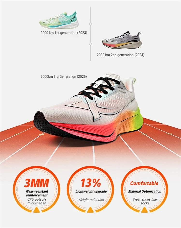 Xtep 2000km 3.0 Running Shoes For Women 2025 Spring Sneakers Cushioning Training Jogging Wear-Resistant Lightweight 875118110034