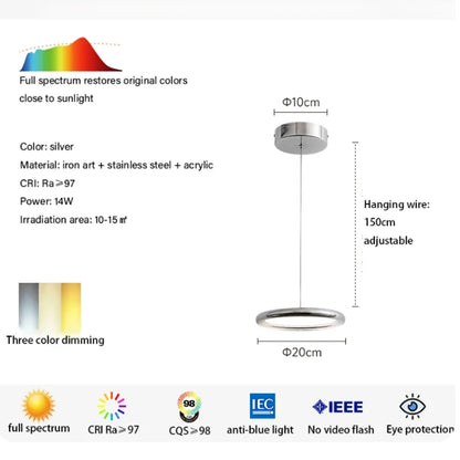 Modern simple LED pendant lights restaurant luxury island bar bedroom chandelier full spectrum dimmable indoor ceiling lamp