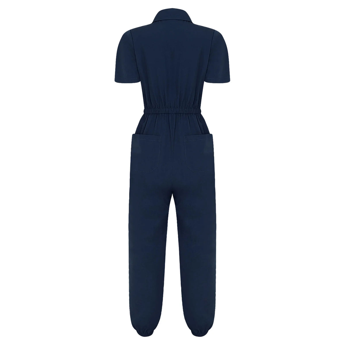Womens Scrubs Jumpsuit Soft Stretch Medical Scrub Set with Pockets Front Zipper Elastic Waist Jogger Pants Nurse Doctor Workwear
