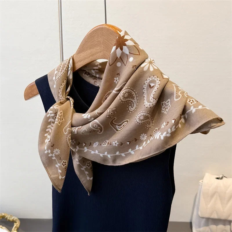 70*70cm Luxury Cashew Square Scarves For Women Soft Stain Neck Scarf Shawl Warp Elegant Neckerchief Bandanas Paisley Print Hijab