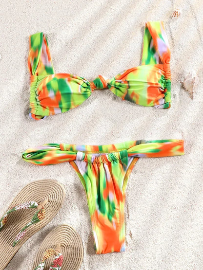 Two Piece Suit Bikinis 2026 Women Swimsuit Push Up Bathing Suit Sexy Bikinis Sets Swimwear Print Beachwear Solid Biquinis