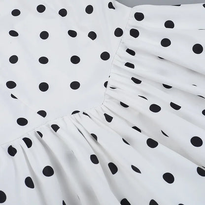 TARUXY Polka Dot Vacation Mini Dress For Women  High Waist A-line Ball Gown Dress Sleeveless Halter Neck Female Summer Fashion