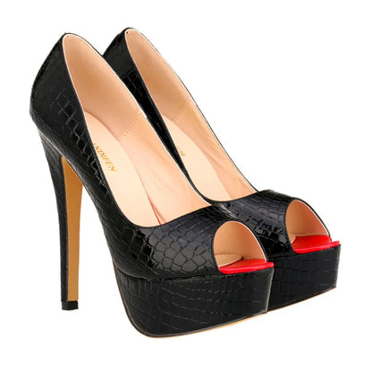 Cross-dresser Unisex Men's Pumps Queen Fashion Peep Toe Platform High Heels 14cm Sexy Patent Leather Shoes Stilettos Large Size