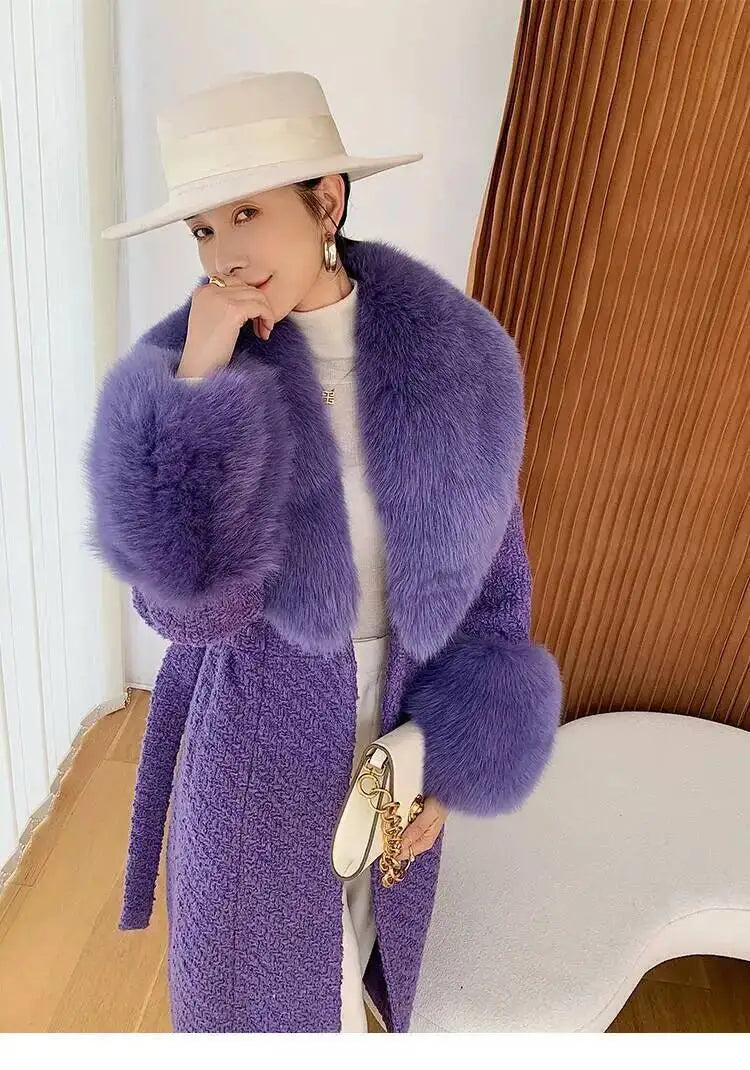Large Size Winter Real Fur Collar Cuffs Set Neck Warmer Women Fur Shawl Furry Fluffy Fox Fur Scarf Luxury Scarves Coat Decor