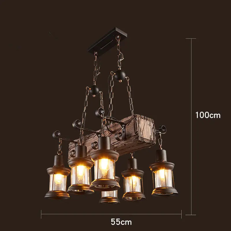 Retro Wood E27 LED Ceiling Lamp Antique Industrial Chandelier Lighting LOFT Bar luminaire Vintage Pendant Lights lustre