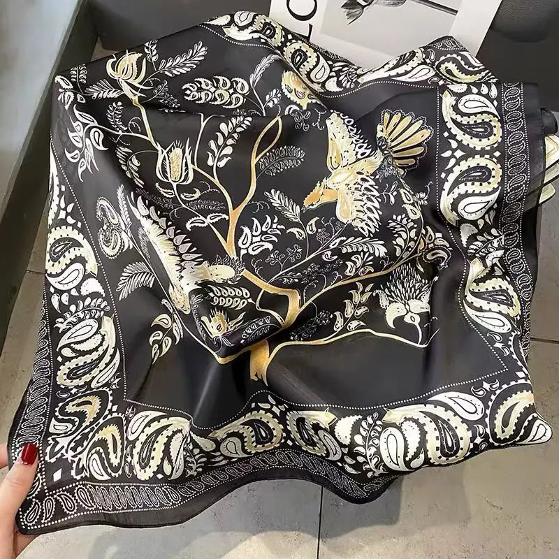 Women's Silk Scarf Bandana Luxury Square Scarf, 70CM Size, Fashion Scarf, Headscarf, Shawl, Headband, Ribbon