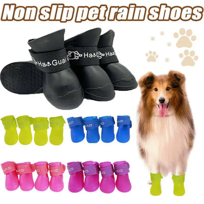 4Pcs Pet WaterProof Rainshoe Anti-slip Rubber Boot For Small Medium Large Dogs Cats Outdoor Shoe Dog Ankle Boots Pet Accessories