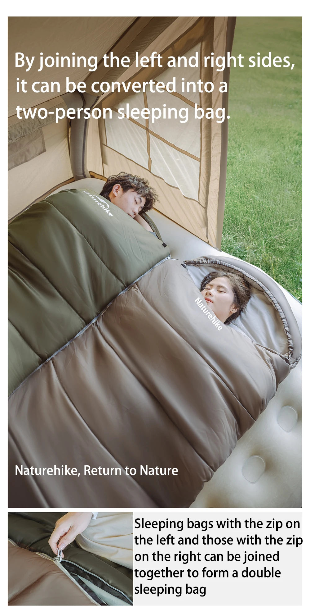 Naturehike Camping Sleeping Bag Ultralight Waterproof 4 Seasons Warm Envelope Type Sleeping Bag for Outdoor Hiking Backpacking