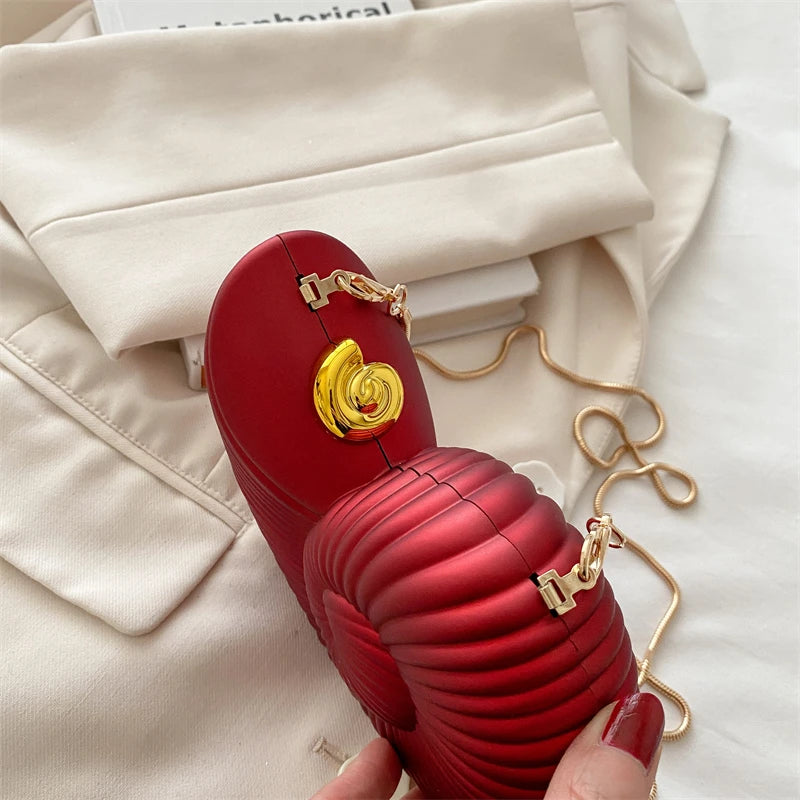 Fashion Lipstick Bag Ladies Gold Conch Dinner Bag High Quality Acrylic Super Mini Crossbody Bag Women Cute Fun Creative Handbag