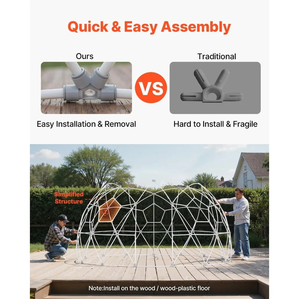 Clear Geodesic Dome Tent 15x9.5ft Waterproof PVC Bubble House for 12-14 Person Greenhouse with Ventilated Window Outdoor