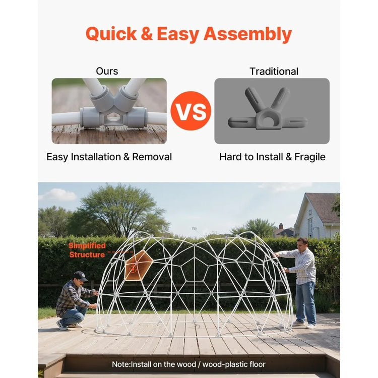 Clear Geodesic Dome Tent 15x9.5ft Waterproof PVC Bubble House for 12-14 Person Greenhouse with Ventilated Window Outdoor