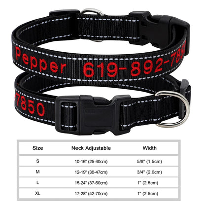 Adjustable Nylon Embroidered Dog Collar Custom ID Name Accessories Pet Collars For Small Medium Large Dogs Pets Supplies Perro