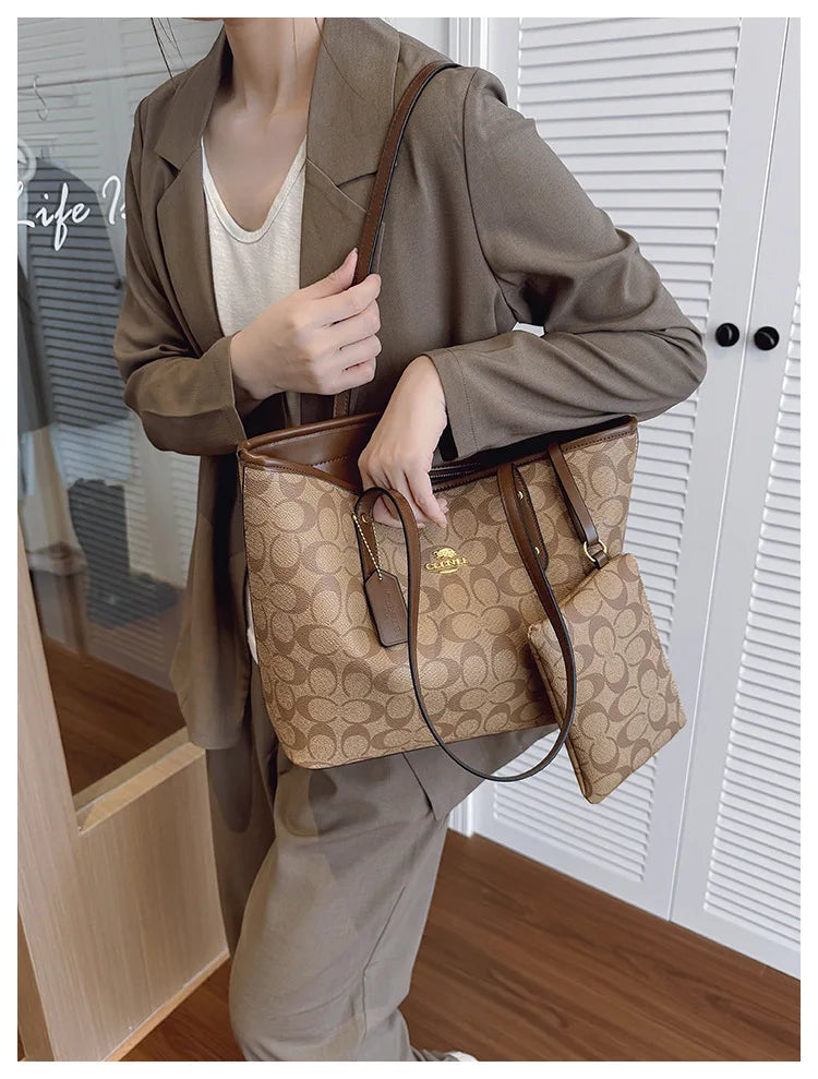 European and American Fashion Printed Large Capacity Women's Bag 2026 New Trendy Retro Luxury Single Shoulder Tote Bag
