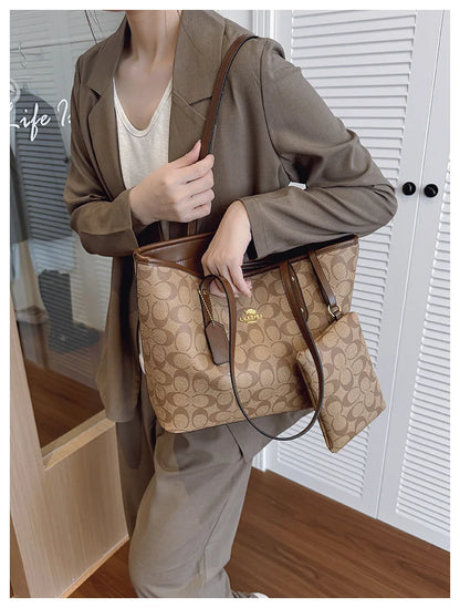 European and American Fashion Printed Large Capacity Women's Bag 2026 New Trendy Retro Luxury Single Shoulder Tote Bag