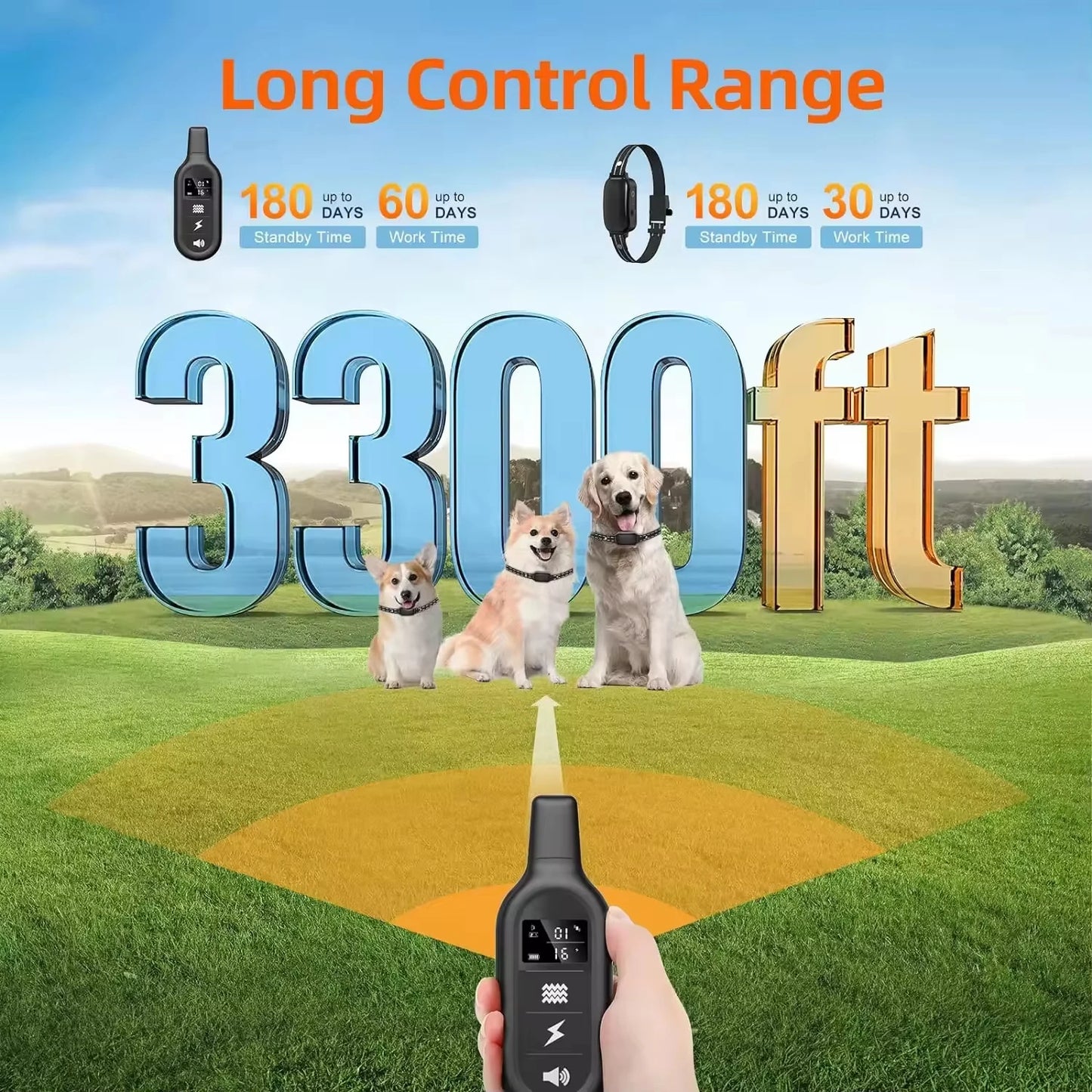 Paipaitek 1000M Dog Training Collar All Size Dog Waterproof Electric Collar for Dog Training Rechargeable Dog Anti Bark Collar