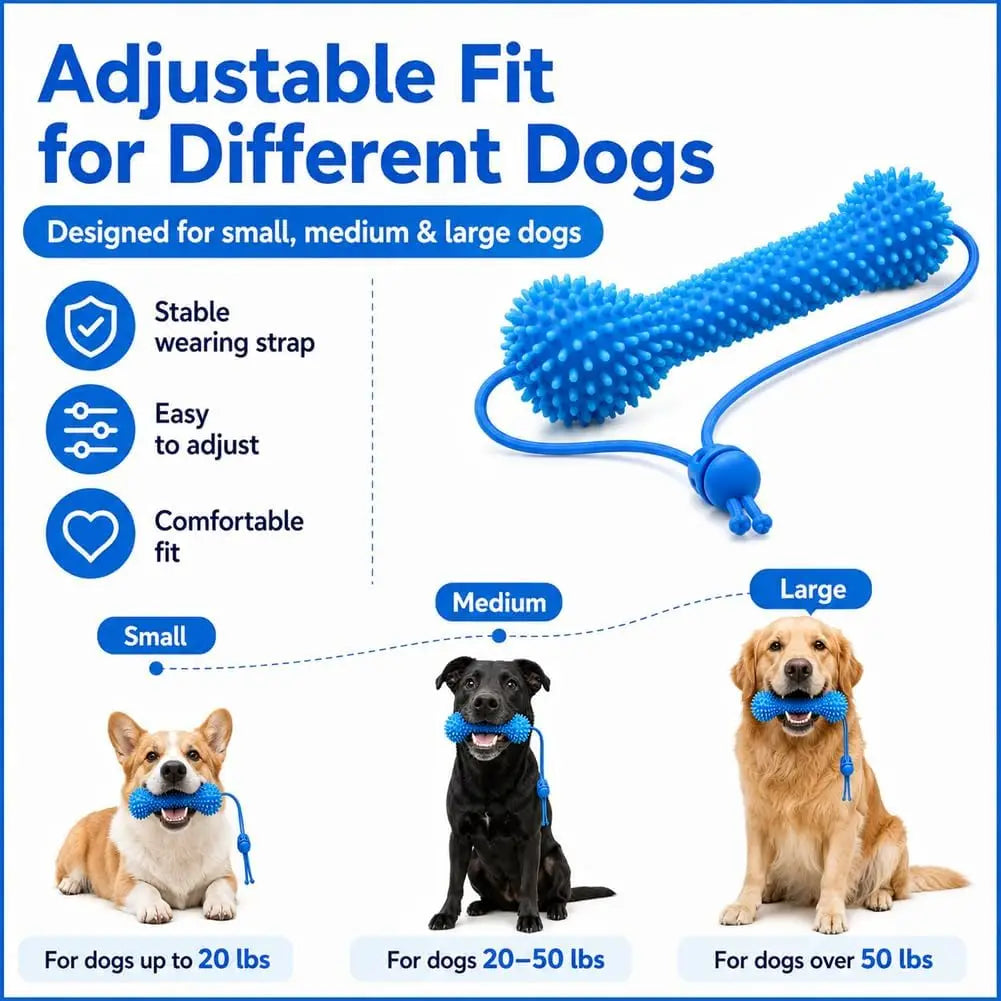 Dual-Action Canine Dental Prop, Dog Dental Chew Toy for Teeth Cleaning Brushing, Reusable Dental Chews for Dogs