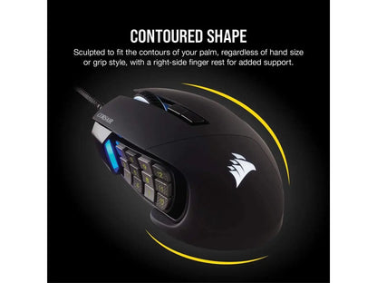 Corsair SCIMITAR RGB ELITE CH-9304211-NA Black Wired Optical MOBA/MMO Gaming Mouse, Backlit RGB LED