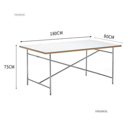 Office Furniture Stainless Steel Leg Rectangular Desks Solid Wood Office Computer Desk For Conference Room Writing Study Table g