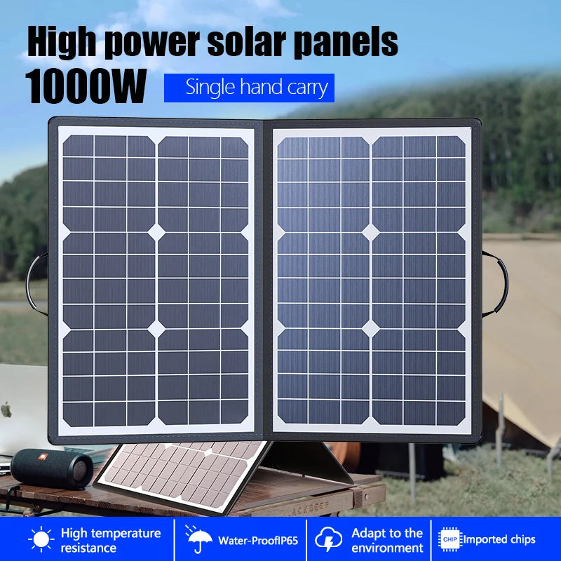 1000W Foldable Solar Panel Charger Kit Complete Solar Power Station 18V Generator Charger for Car Boat Caravan Camping Outdoor