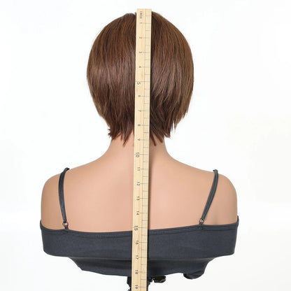 Brazilian 4x1 Lace Front Short Bob Human Hair Wig Brown Pre Plucked Glueless Straight Wig For Women Daily Natural Hairline