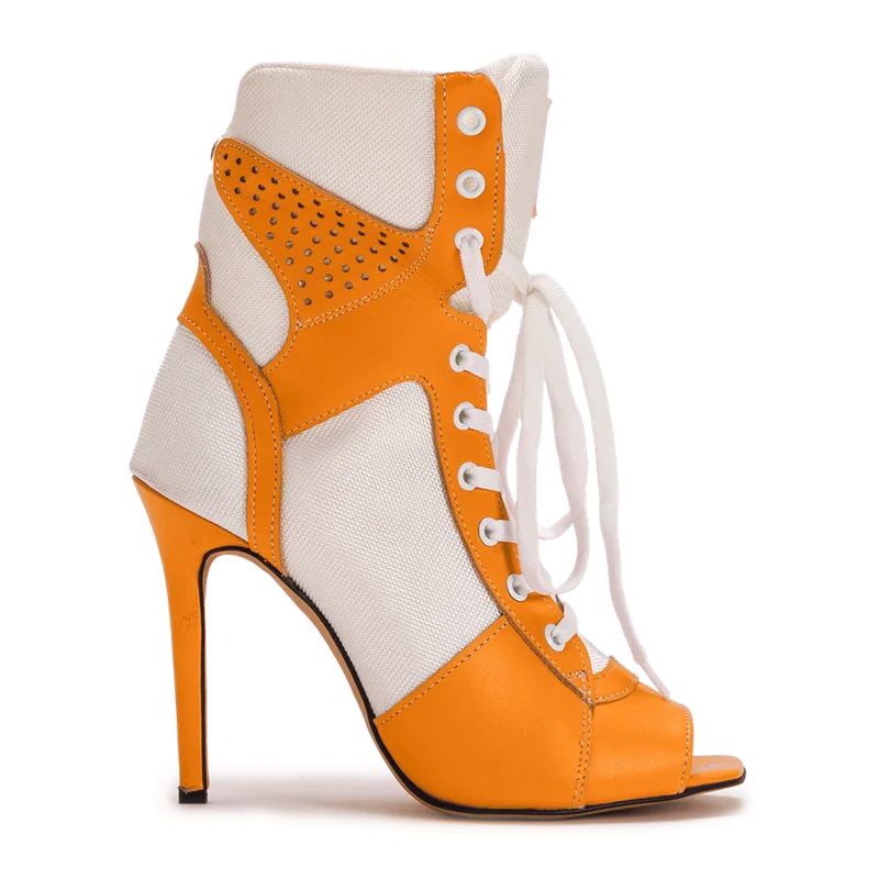 Peep Toe Corss Tied Patchwork Ankle Boots Sexy Square Toe Thick Heel New Arrivals Fashion Women Runway Shoes