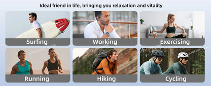 Portable Bone Conduction Earphones Bluetooth 5.3 HiFi 9D Stereo Noise Reduction Waterproof Earbud Outdoor Wireless Headset