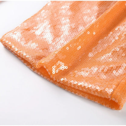 Elegant Sequined Women's Trouser Mid-Waist Lace Up Straight Mop Pants 2026 Summer Autumn Fashion Female All-Match Bottom
