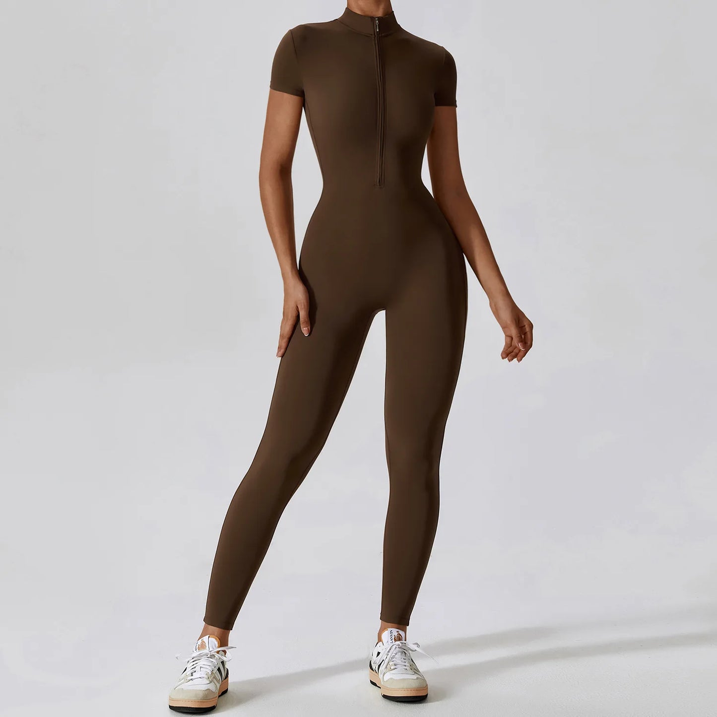 Yoga Boilersuit Long Sleeved Women's Sportswear Gym Zipper Jumpsuits Workout High-intensity Fitness One-piece Skin-tight Garment