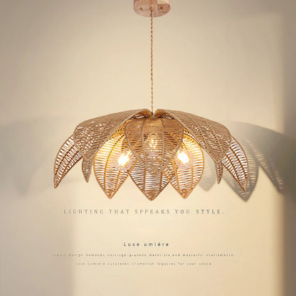 Nordic American Retro Rattan Chandelier Home Decor Living Dining Room Pendant Lights Bedroom B&B Restaurant Hanging Lamp Fixture
