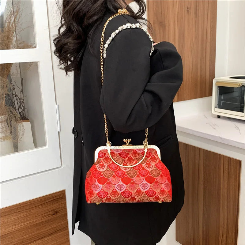 Luxury High Design Women Evening Bag Brand Party Banquet Glitter Bag for Ladies Wedding Clutch Handbag Shoulder Bag Chain Bolsas