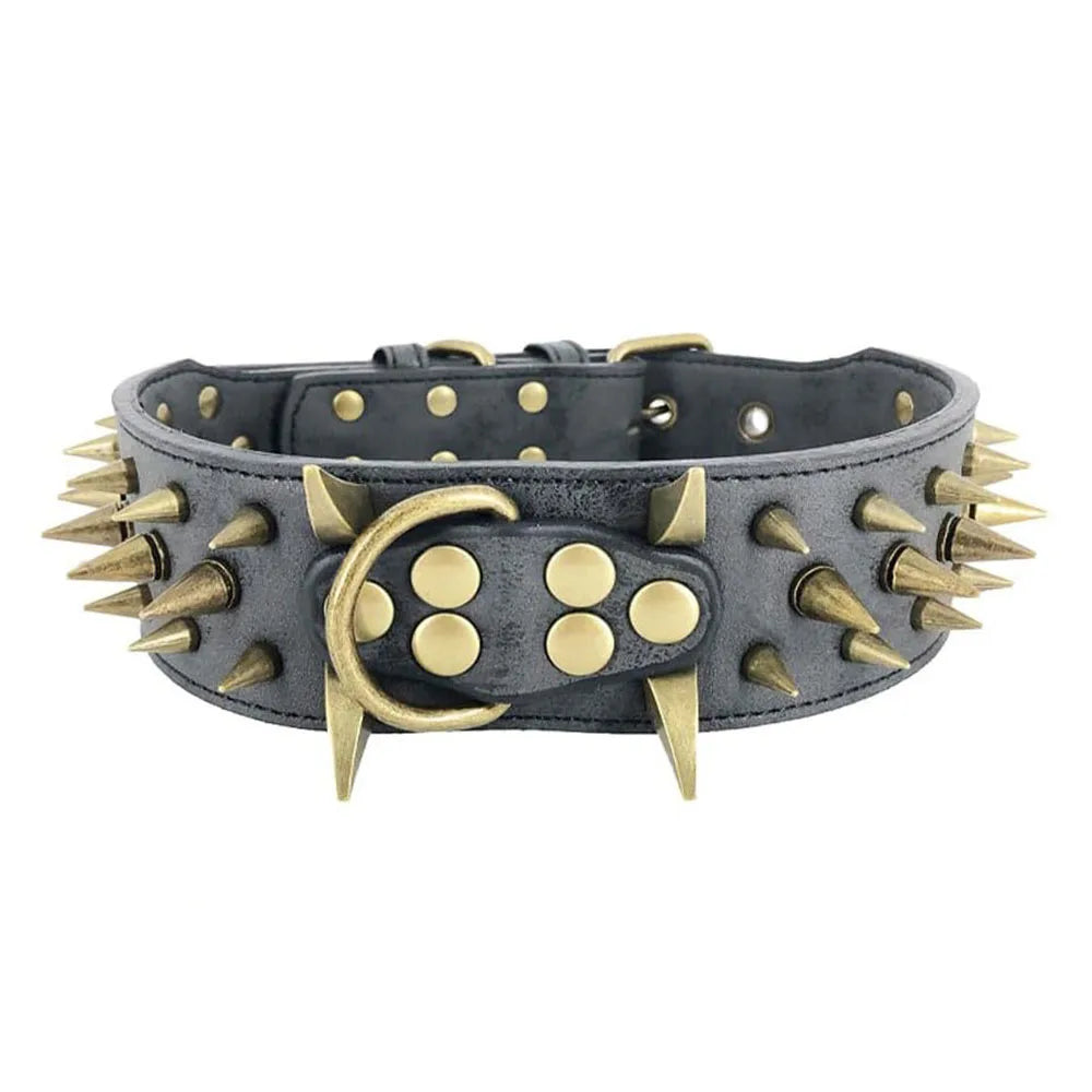 The Mighty Large Spiked Studded Dog Collar Protect Dog's Neck from Bites Durable & Stylish Dog Spike Collar for Mastiff Pitbull