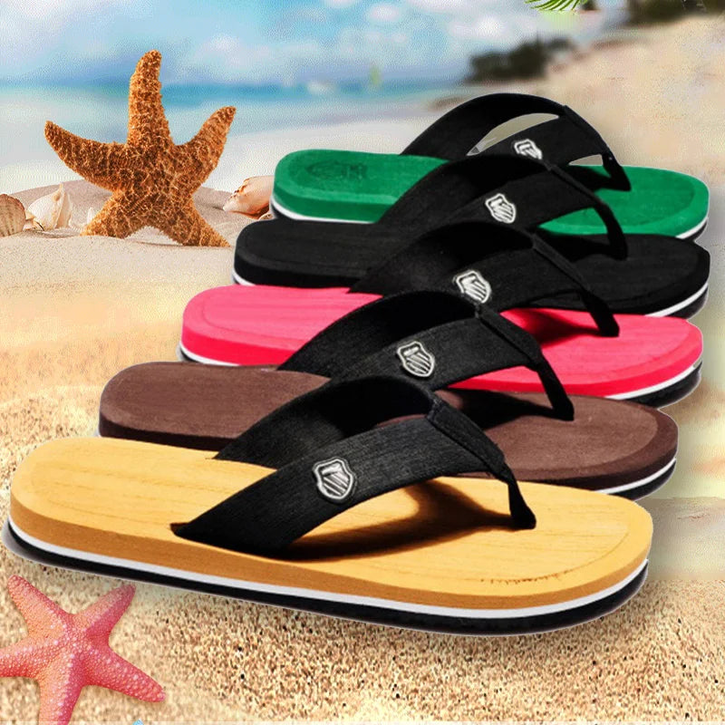 Men Flip Flops Beach Sandals Summer Slippers Non-Slip Casual Flat Shoes 2024 Slippers Indoor House Shoes For Men Outdoor Slides