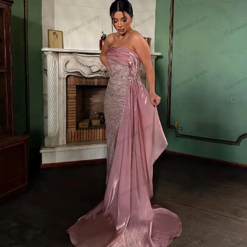 Charming Evening Dresses Gorgeous Prom Dress Beading Appliques Sleeveless Robes فساتين سهرة Elegant Vestidos De Gala Customized
