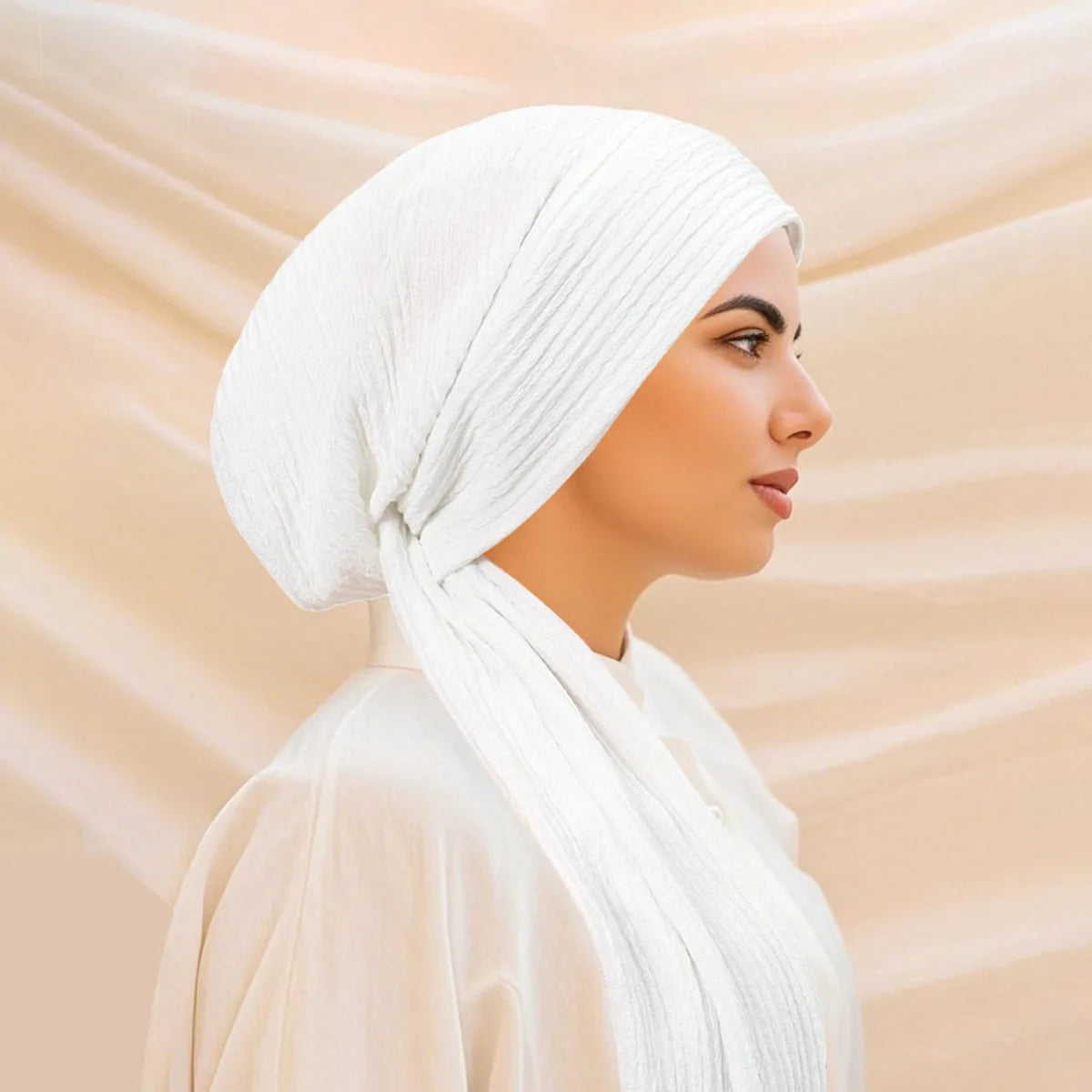 2026 New Solid Color Turban Hijab Hats Long Tail Head Wraps Elastic Muslim Hats Breathable Chemo Cap For Women Girls