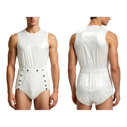 Men Women Waterproof Glossy Bodysuit Leak-proof Washable Diaper Cover Elderly Bedridden Special Needs Adaptive Jumpsuit Swimwear