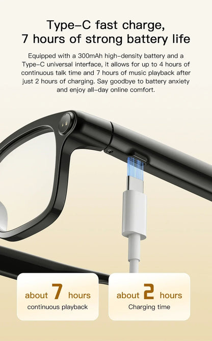 2026 New Smart Glasses 800W HD Camera Video Record AI Assistant Touch Control Translation HD Audio 300mAh Battery Smart Glasses