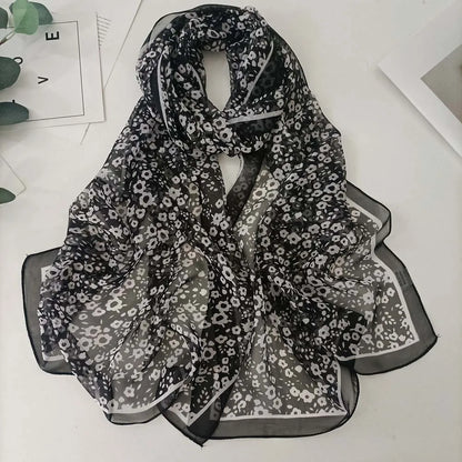 Small Flower Full of Stars Print Women Elegant Chiffon Georgette Bandana Scarf Summer Beach Sunscreen Thin Hijab Shawl