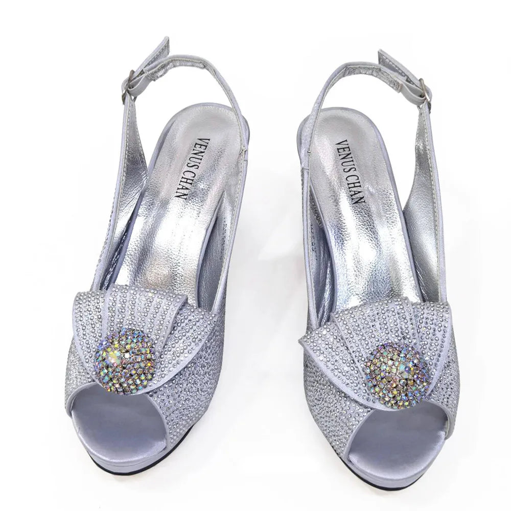Mature Sweet Spot Good Arrival Peach Color Square Heels Peep Toe Shoes Matching Bag Set For Nigerian Women Wedding Party Pump
