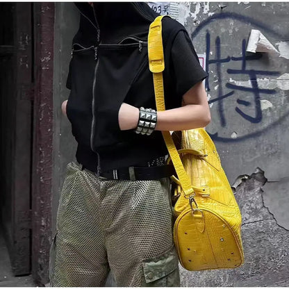 Luxury Large-capacity Travel Handbag For Women Versatile Crocodile Pattern Crossbody Bag Fashion Diamond Design Commuter Bag