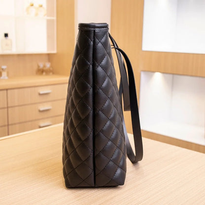 Large Capacity Tote Bag Casual Zipper PU Ladies Handbags Mommy Bag Women